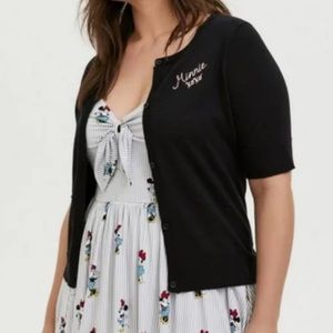 Her Universe Disney Retro Minnie Mouse Black Button Front Crop Cardigan 0929
